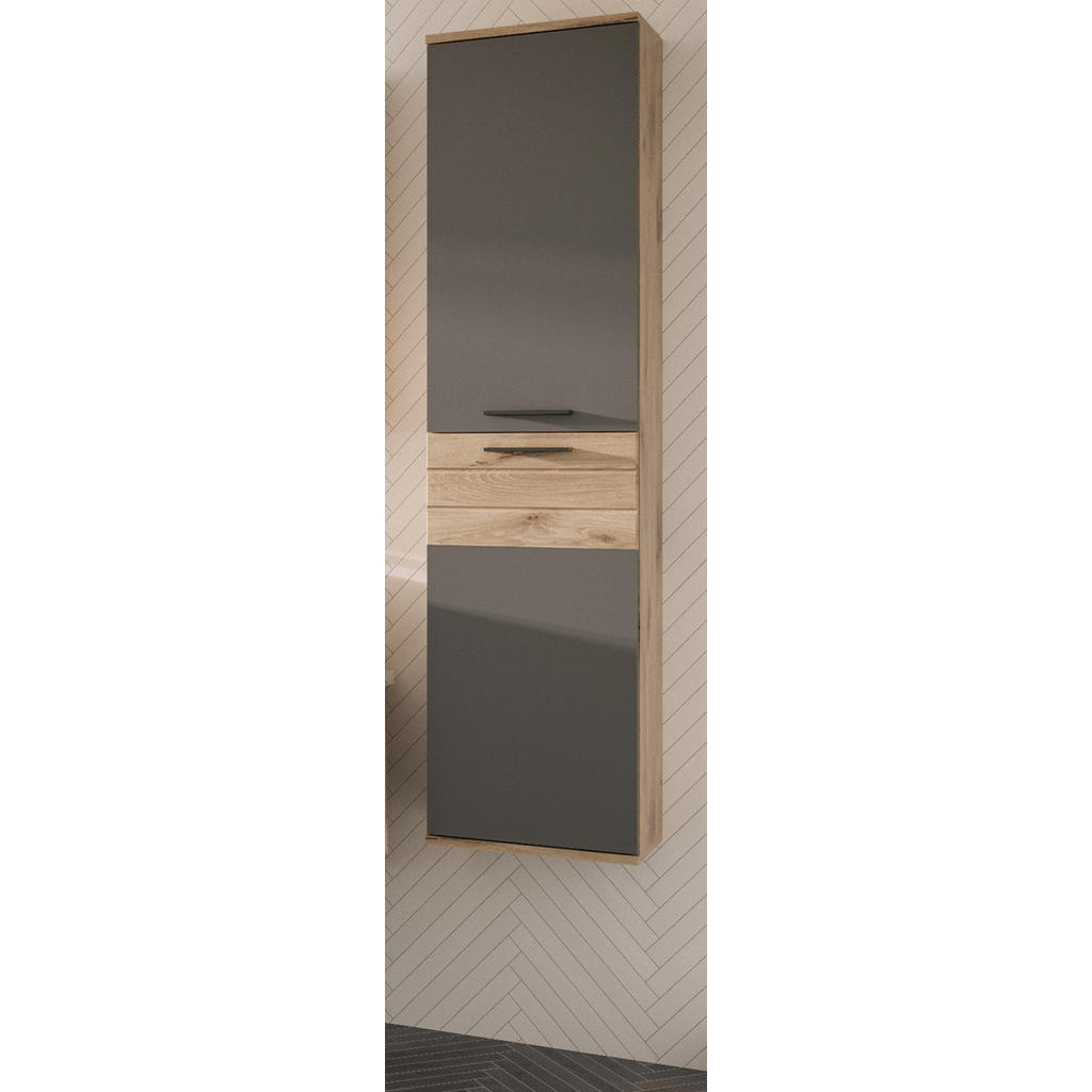 Thumbnail - Inn.Furn Hochschrank, Eiche, Grau, Holzwerkstoff, Nachbildung,Eiche, Holz Optik, 2 Fächer, Rechteckig, 37x152x24 cm, FSC...