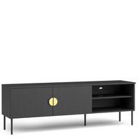 TV-LOWBOARD VIDIS Holzstruktur - Schwarz, Holzwerkstoff (160/54/40cm) - KONSIMO®