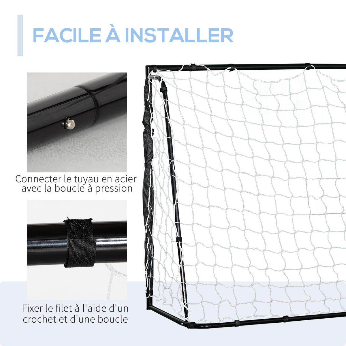FUSSBALLTOR DE-18610 186x123 cm Trainings- & Spieltor Schwarz - Schwarz, Metall (62/186cm) - ComfortXL