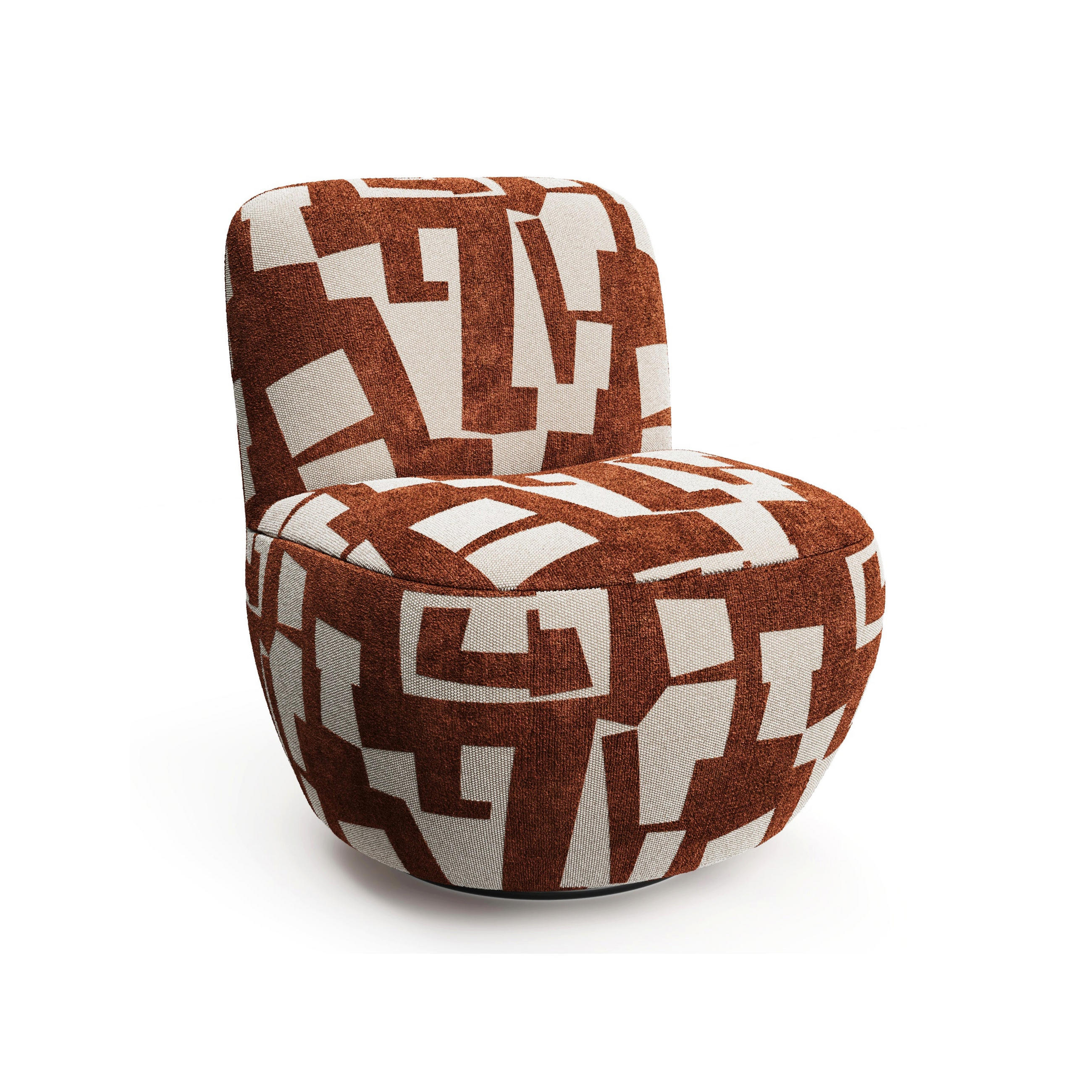 SESSEL Gemusterter texturierter Stoff Terracotta 64cm - Dunkelorange/Terracotta, Textil (65/72/71cm) - Sia Home