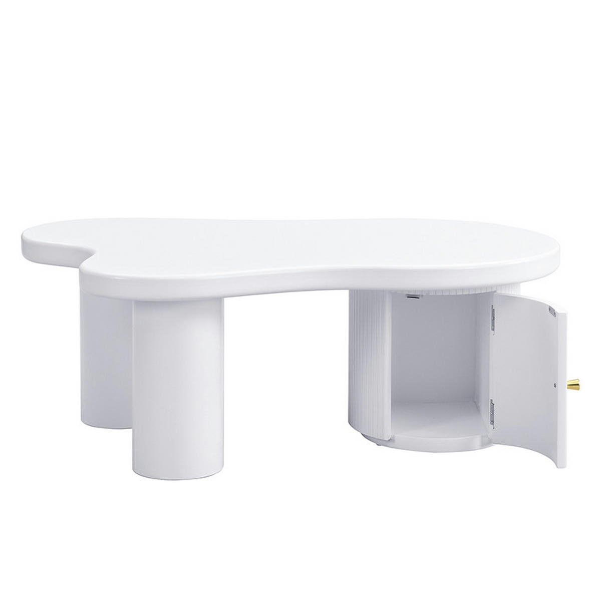 COUCHTISCH 100/60/37 cm asymmetrisch in Weiß mit Stauraum - Weiß, Holzwerkstoff (100/60/37cm) - OKWISH