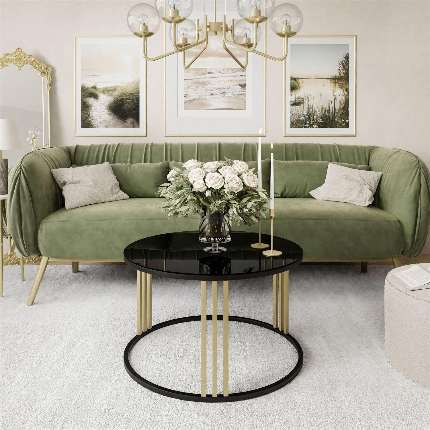 COUCHTISCH LORI GLASS MIX - Goldfarben, Glas (70/70/47cm) - Lookway