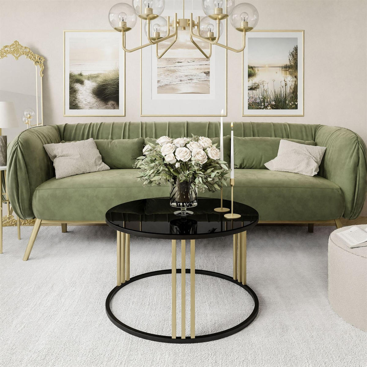 COUCHTISCH LORI GLASS MIX - Goldfarben, Glas (70/70/47cm) - Lookway