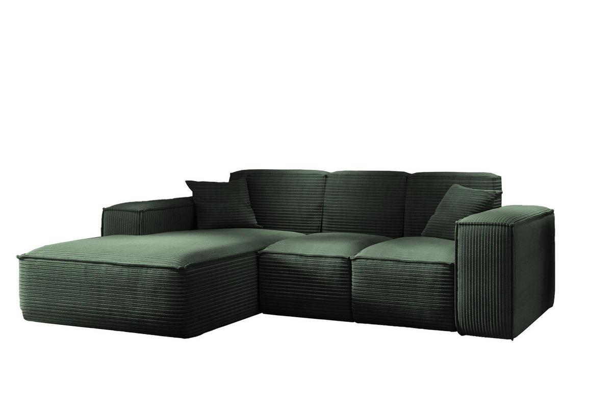 ECKSOFA L-Form Wohnzimmer SIENA Stoff Poso Grün Links - Grün, Holz/Textil (165/266cm) - Kaiser Möbel