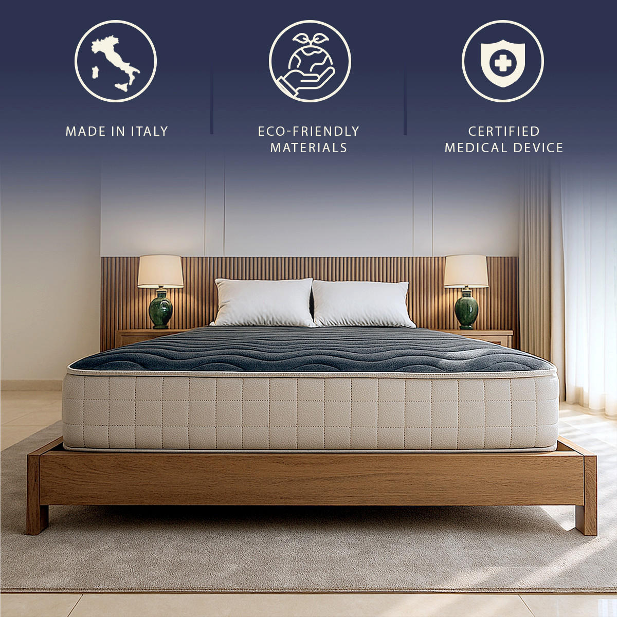 DOPPELMATRATZE 160x200 Memory-Schaum 9 Zonen H25 orthopädisch antiallergisch - Weiß, Textil (160/200cm) - The White Stone