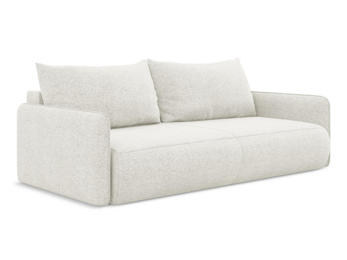 3-SITZER SOFA mit Schlaffunktion Chenille Stoff Weiß - Schwarz/Weiß, Kunststoff/Textil (216/86/105cm) - Makamii