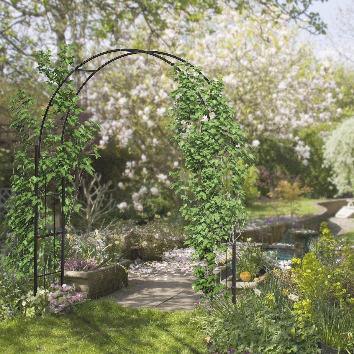 GARTENBOGEN,SCHWARZES Metall 157x40x223cm - Schwarz, Metall (47/13/85cm) - Vallsero