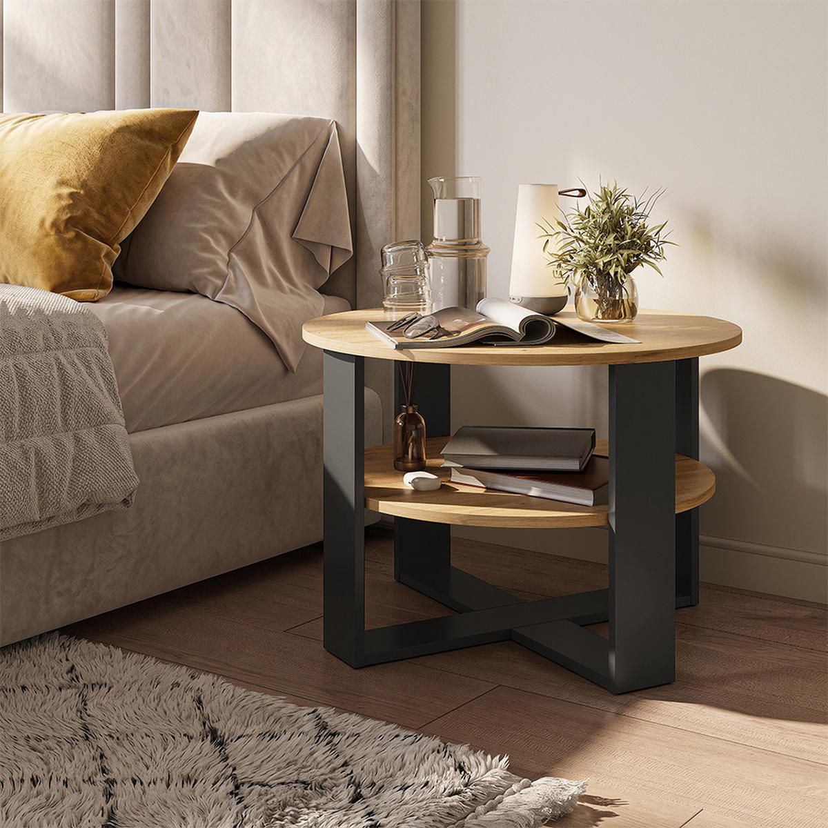 COUCHTISCH Romeo, Anthrazit/Artisan-Eiche, 68 x 68 cm - Anthrazit/Eiche Artisan, Holzwerkstoff (68/68/47cm) - Vicco