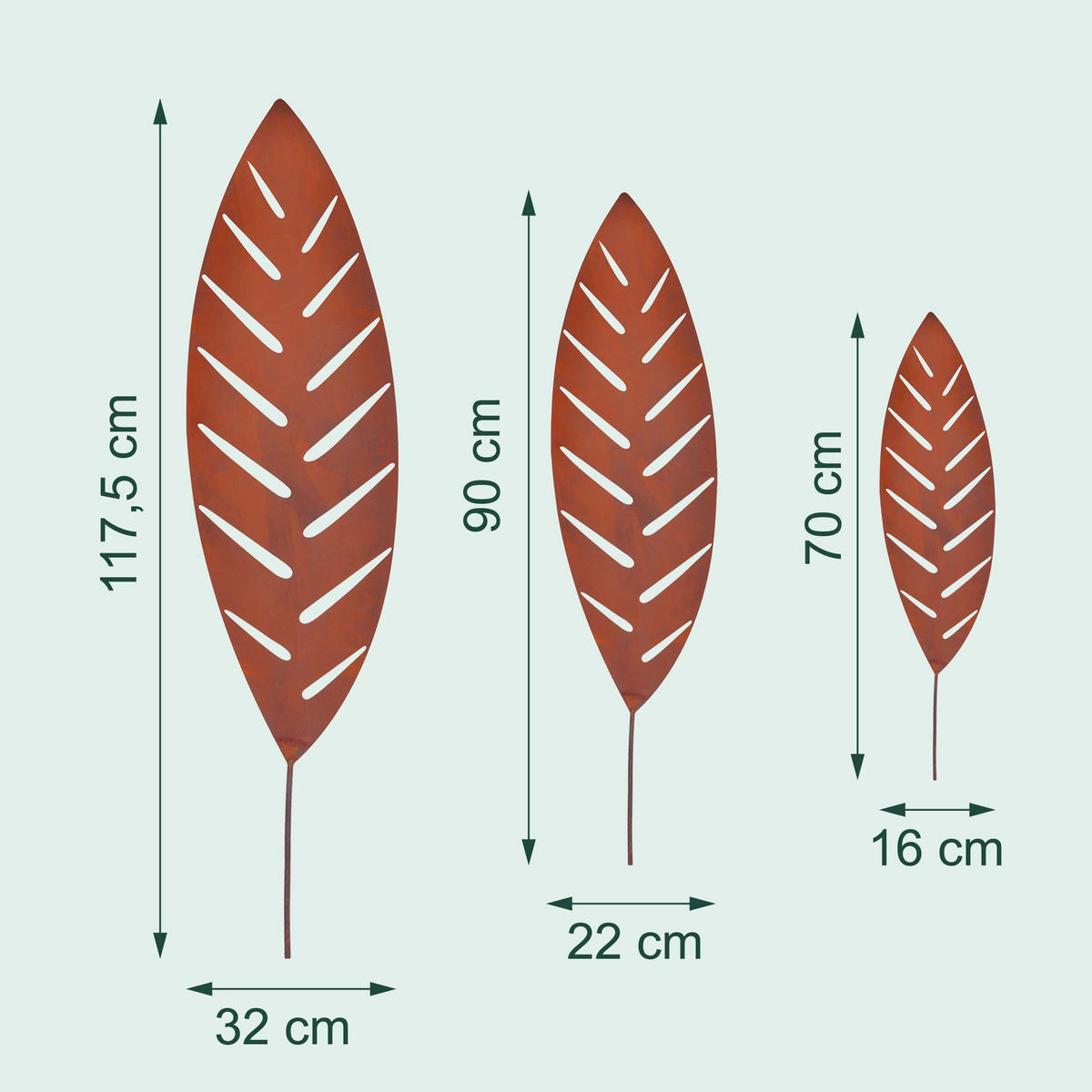 3XGARTENSTECKER - Braun, Metall (0.5cm) - Relaxdays