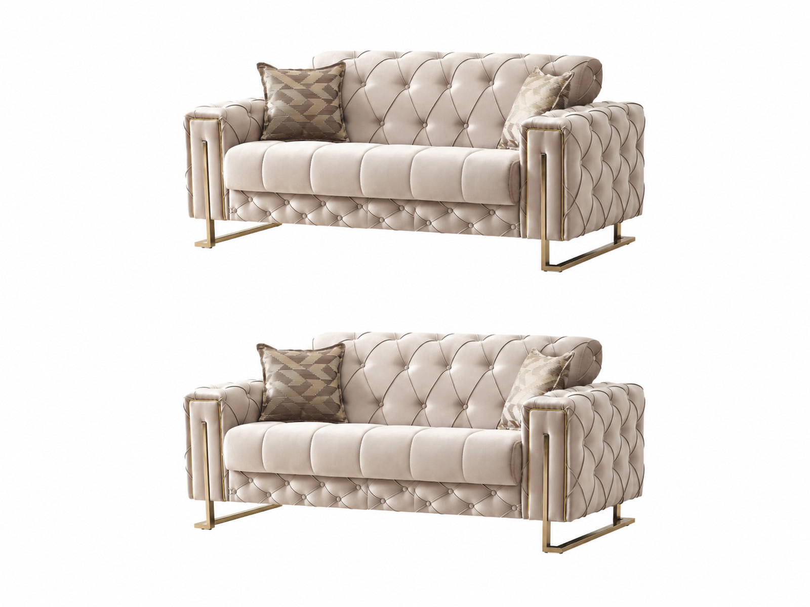 SITZGARNITUR Shimla, Beige Stellvariante 2+2 - Beige, Holzwerkstoff/Metall (160/80/100cm)