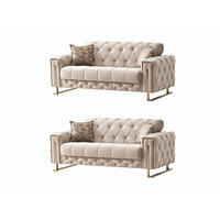 SITZGARNITUR Shimla, Beige Stellvariante 2+2 - Beige, Holzwerkstoff/Metall (160/80/100cm)