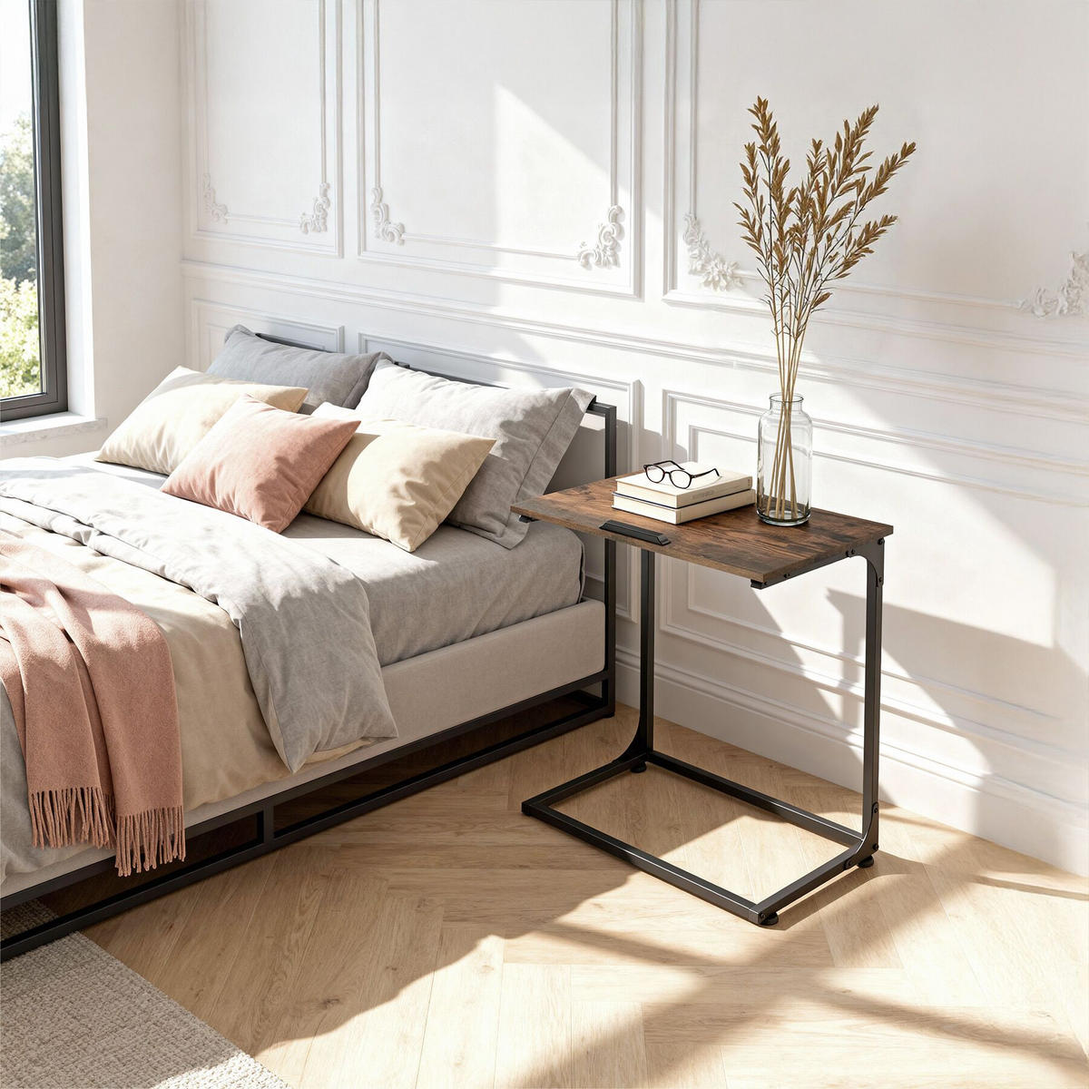 BEISTELLTISCH Ruston, 55 x 35 x 66,5 cm, Industrial Holz dunkel, rustikal - Rostfarben, Holzwerkstoff (55/35/66.5cm) - tectake