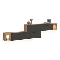 WOHNWAND INKL BELEUCHTUNG The One Basalt grau 276/34/97 cm - Braun, Holzwerkstoff (276/97/34cm) - Xonox