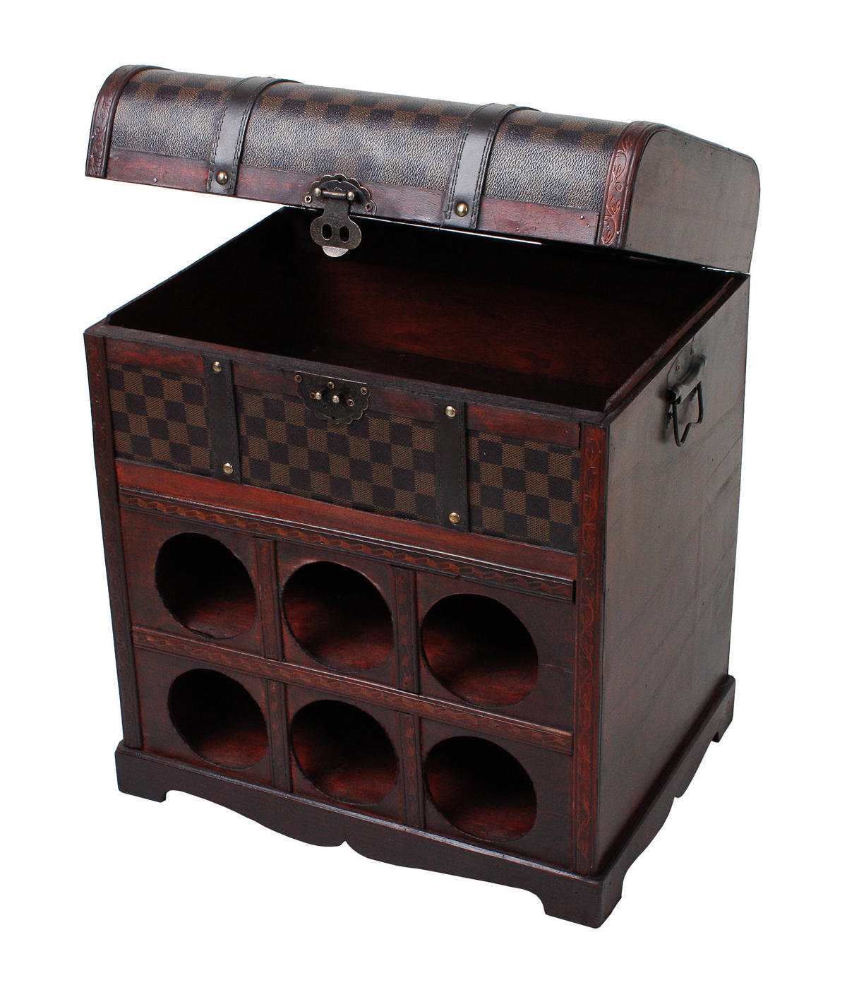 WEINREGAL Geuc Kolonialstil Holz Dunkelbraun 48x41x30,5cm - Dunkelbraun, Holz (41/48/30.5cm) - DELUKE