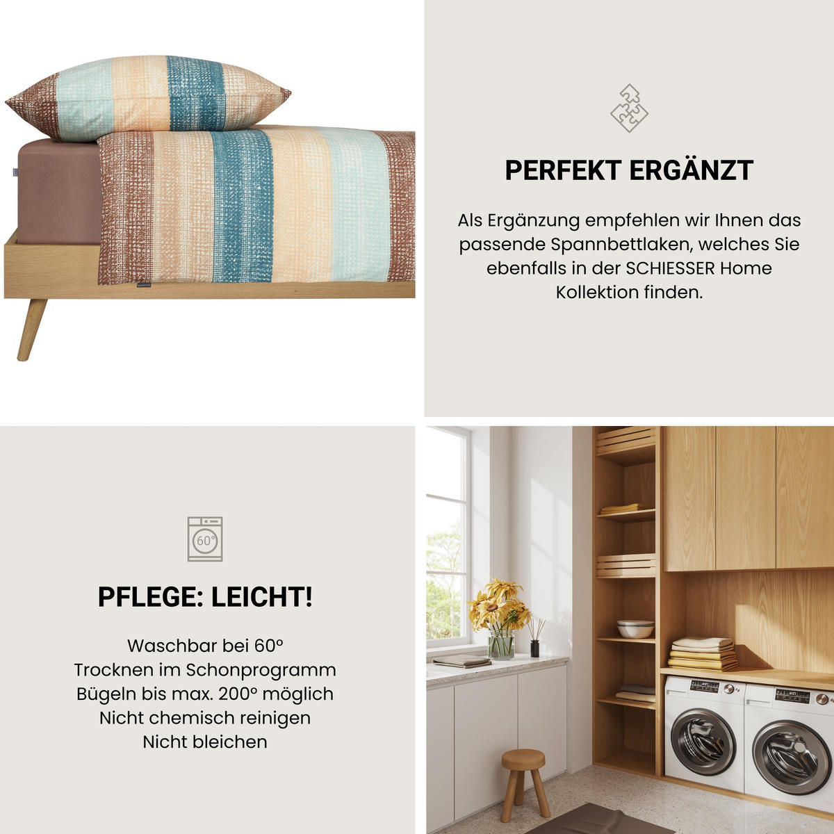 BETTWÄSCHESET Emilia - Renforcé - 2-teilig - 155 x 220 cm - Petrol - Petrol, Textil (155/220cm) - SCHIESSER