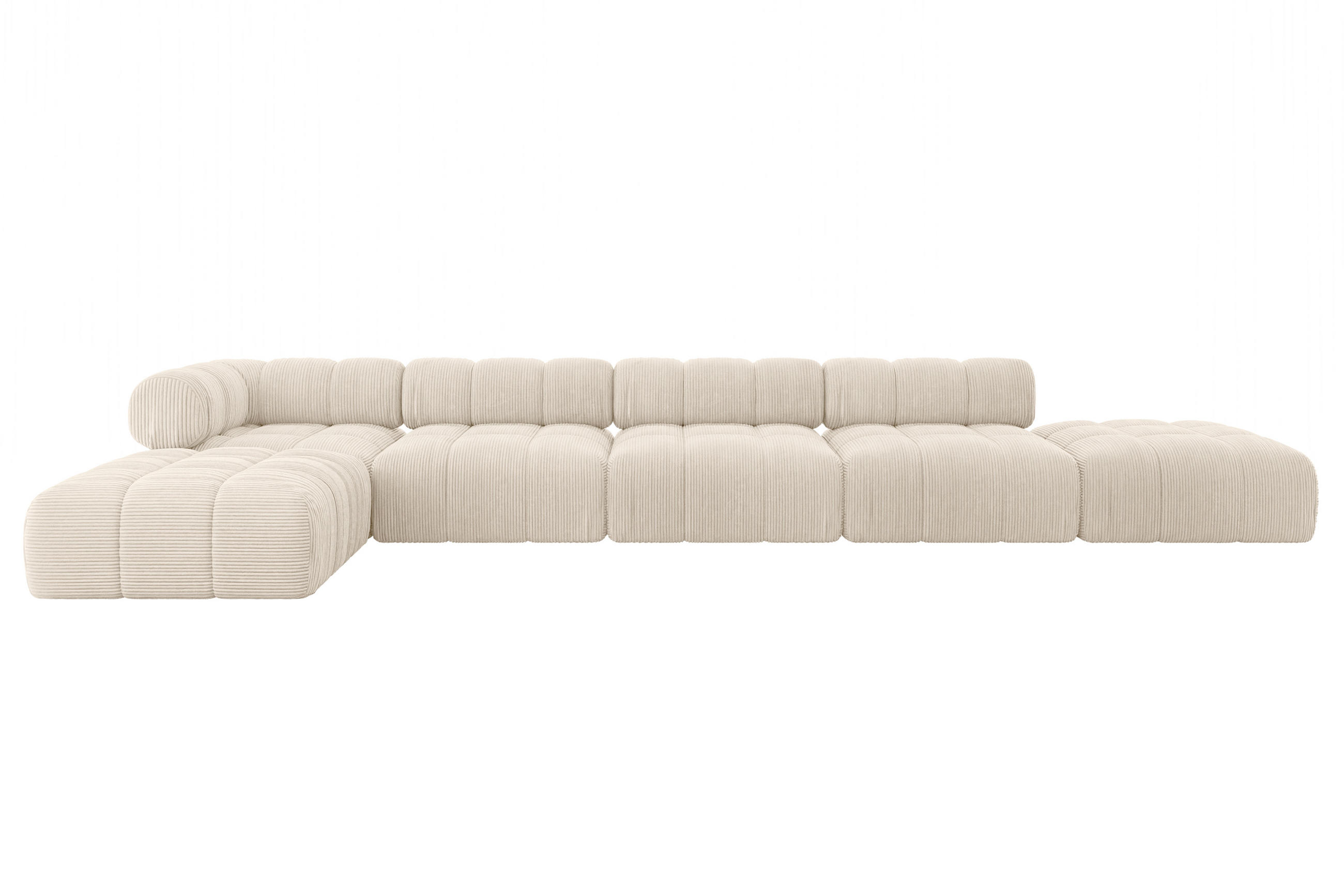 ECKSOFA modulares Sofa Kerru-L3 - 475x190x70 cm Beige Cord - Beige, Holzwerkstoff/Textil (475/190cm) - ALTDECOR