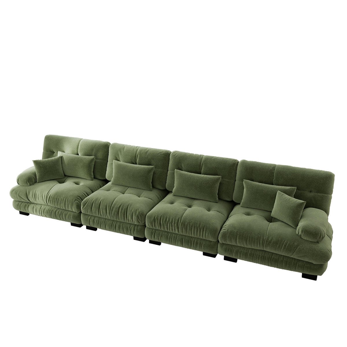 SCHLAFSOFA 4-Sitzer aus Chenille mit Tiefsitz, Grün - Grün, Textil (406/81/77cm)