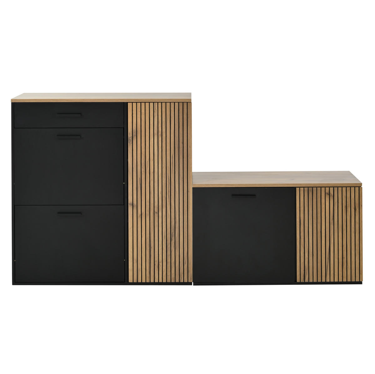 SCHUHSCHRANK 85/36/85 cm in Natur/Schwarz mit Schuhschrank und Sitzbank - Naturfarben, Holzwerkstoff (85/85/36cm) - Flora Grace