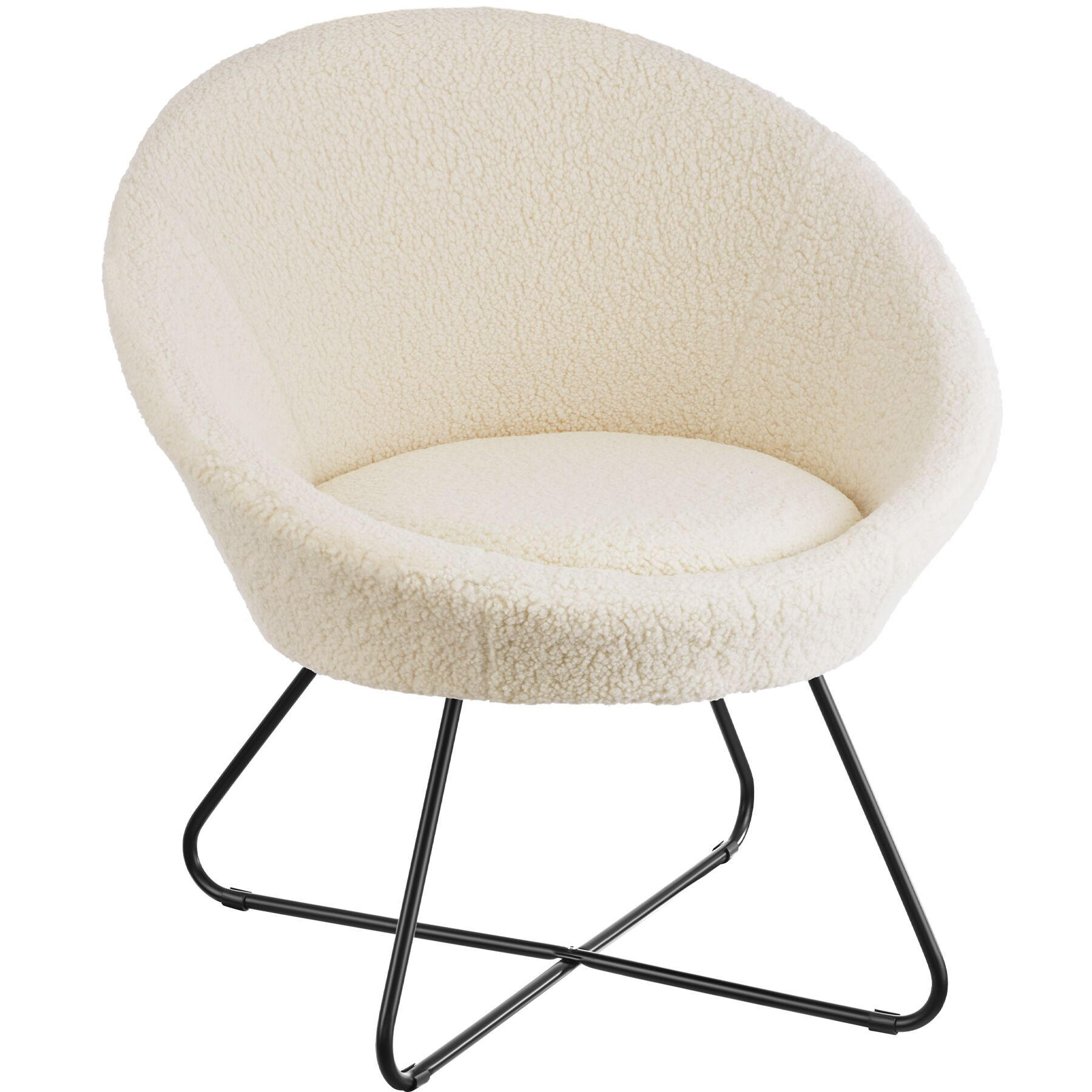 COCKTAILSESSEL Centera,83 x 73 x 82 cm,Bouclé off-white - Weiß, Metall (83/82/73cm) - tectake