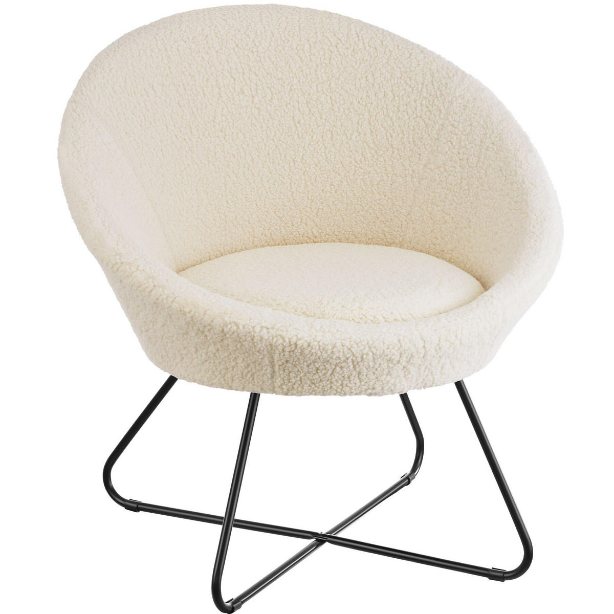 COCKTAILSESSEL Centera,83 x 73 x 82 cm,Bouclé off-white - Weiß, Metall (83/82/73cm) - tectake
