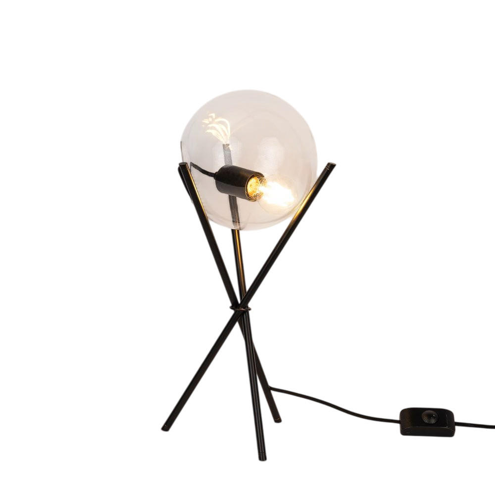 TISCHLAMPE Orb Axis Dreibein Klar/Schwarz - Klar, Glas (20/20/55cm) - s.luce