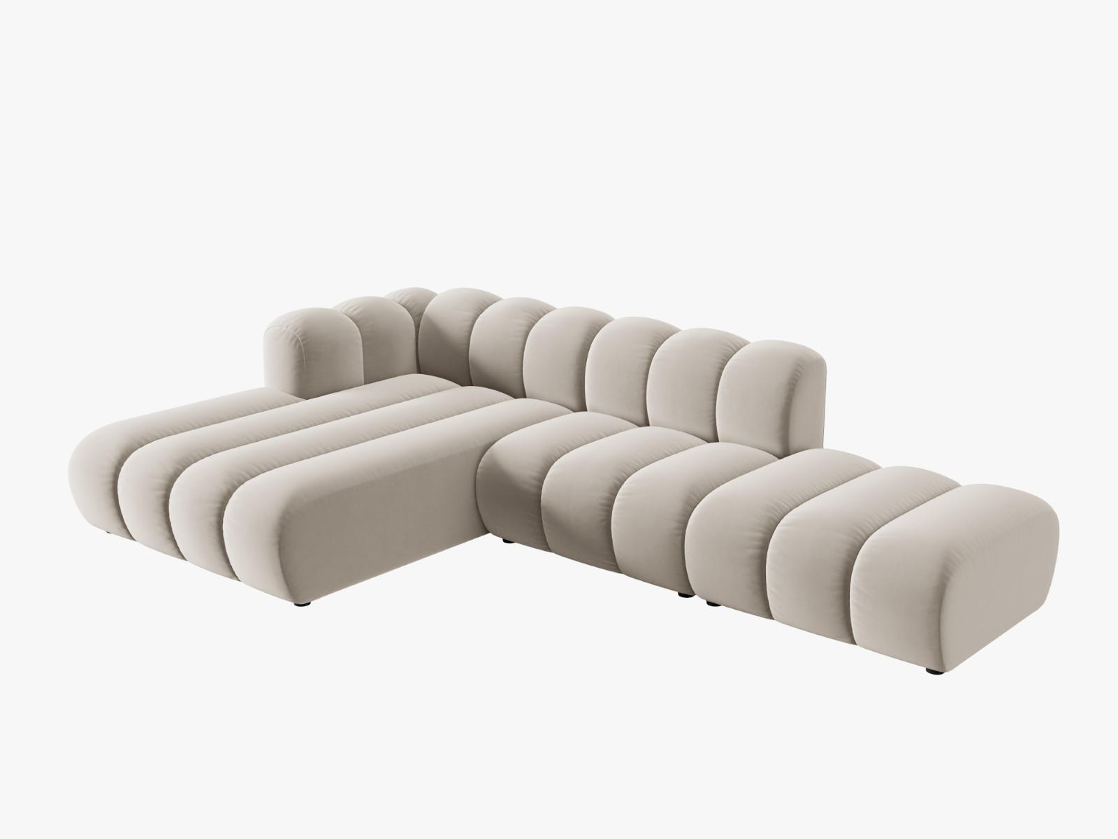 ECKSOFA modular links Lupine aus Samt beige 5 Sitzplätze - Beige, Textil (177/299cm) - Micadoni