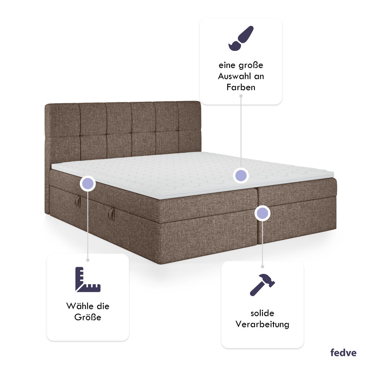 BOXBETT Mokpo 200x200 cm, Braun - Braun, Textil (200/200cm) - Fedve