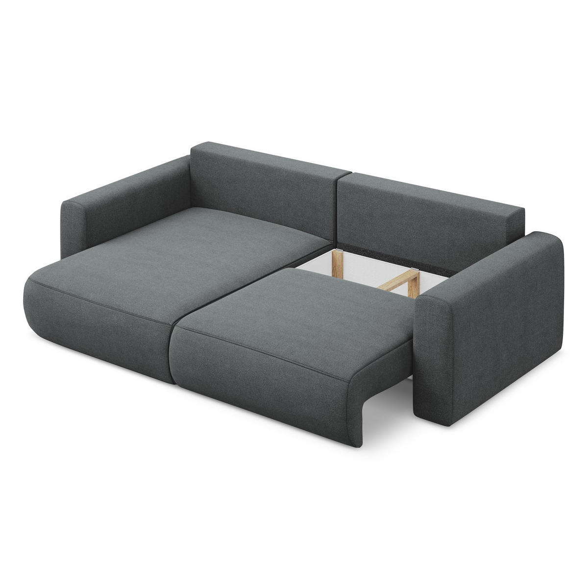 ECKSOFA mit Schlaffunktion Strukturstoff Stoff Grau - Schwarz/Grau, Kunststoff/Textil (149/240cm) - LaMiaSofa