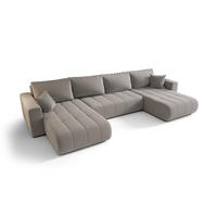 ECKSOFA mit schlaffunktion und bettkasten MILO U, stoff WIND, Sandgrau - Sandfarben, Holz (384/190cm) - Kaiser Möbel