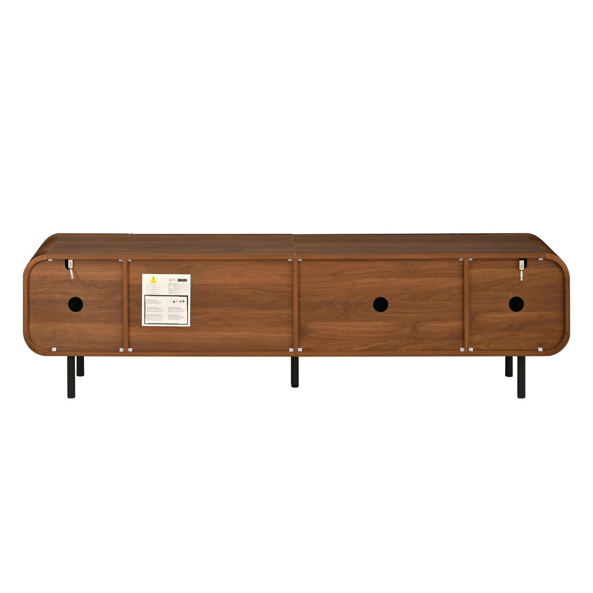 TV-LOWBOARD 180 x 40 x 47,5 cm aus MDF/Spanplatte, 3 Türen, 2 Schubladen, Metallfüße, Walnuss - Walnussfarben, Holzwerkstoff (180/47/40cm)