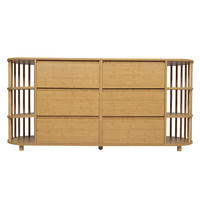 SIDEBOARD Oak 160/40/75 cm mit 6 Schubladen und offenen Regalen - Eichefarben, Naturmaterialien (160/75/40cm) - PANGIVO