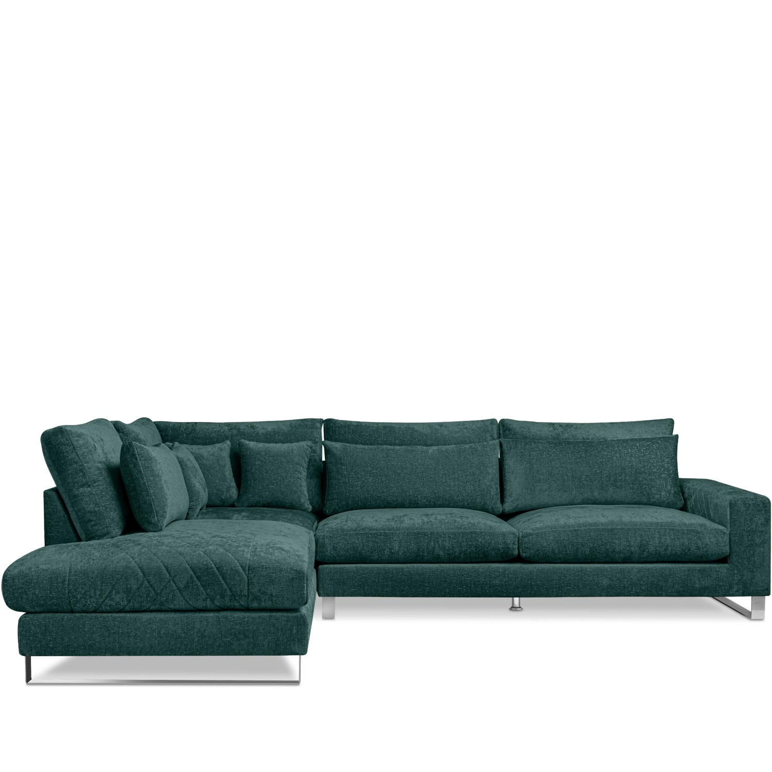 ECKSOFA LINKS BRENTIS Chenille-Stoff, Marineblau - Blau, Textil (314/224cm) - KONSIMO®