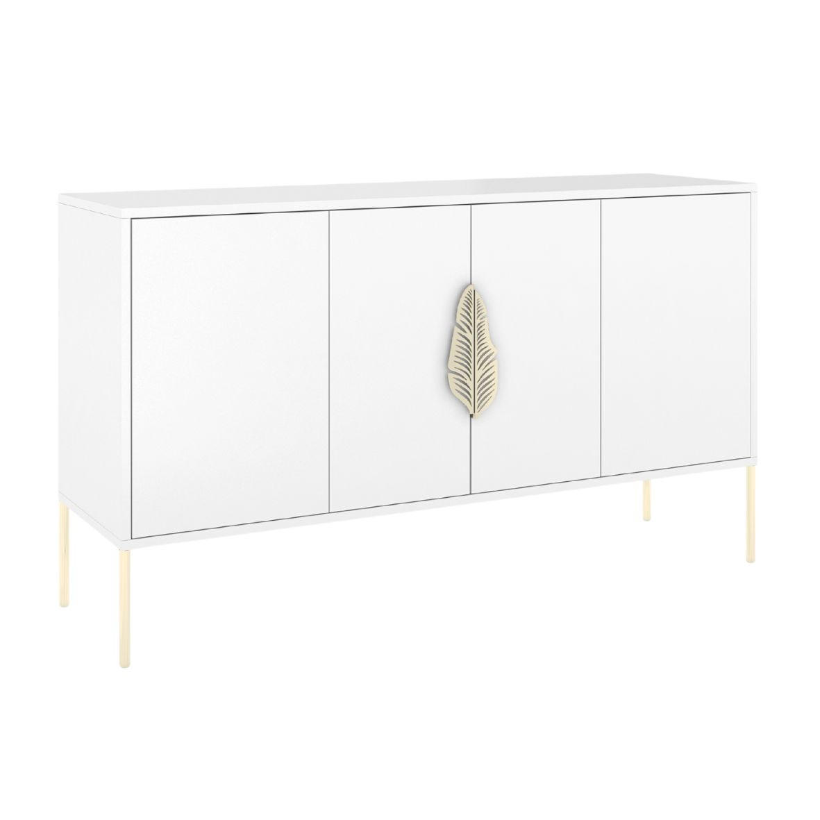 SIDEBOARD Merlin, Weiß, Goldene Details - Goldfarben/Weiß, Holzwerkstoff/Metall (138/79/40cm) - Skandica