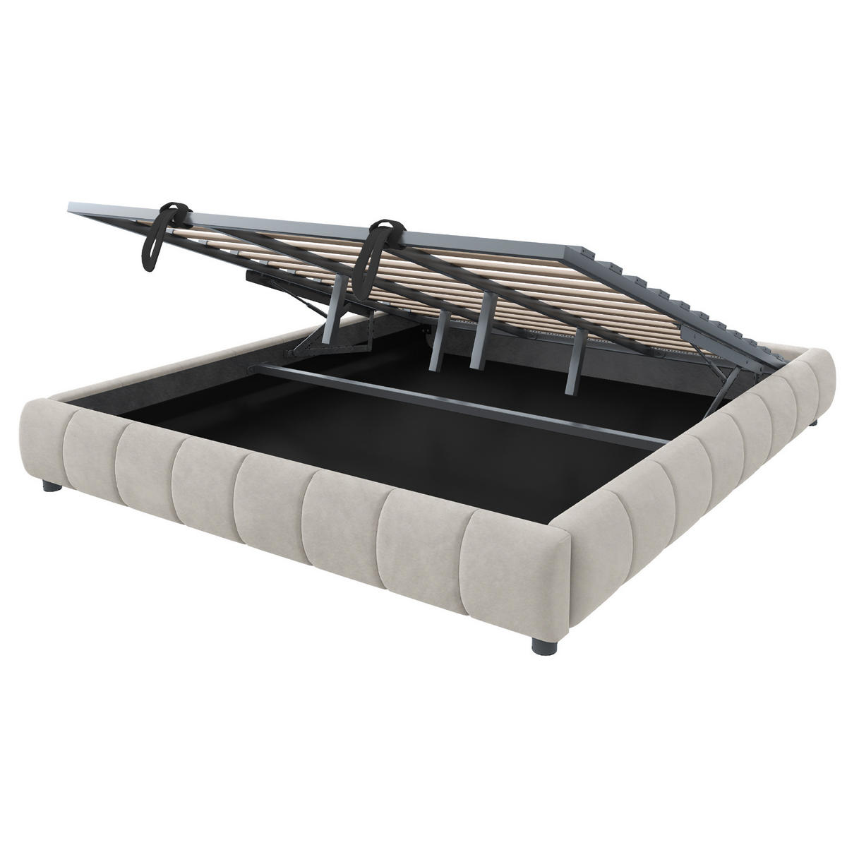 POLSTERBETT mit Stauraum und LED 180x200 cm Samt Beige - Beige, Metall (180/200cm) - Beauniv