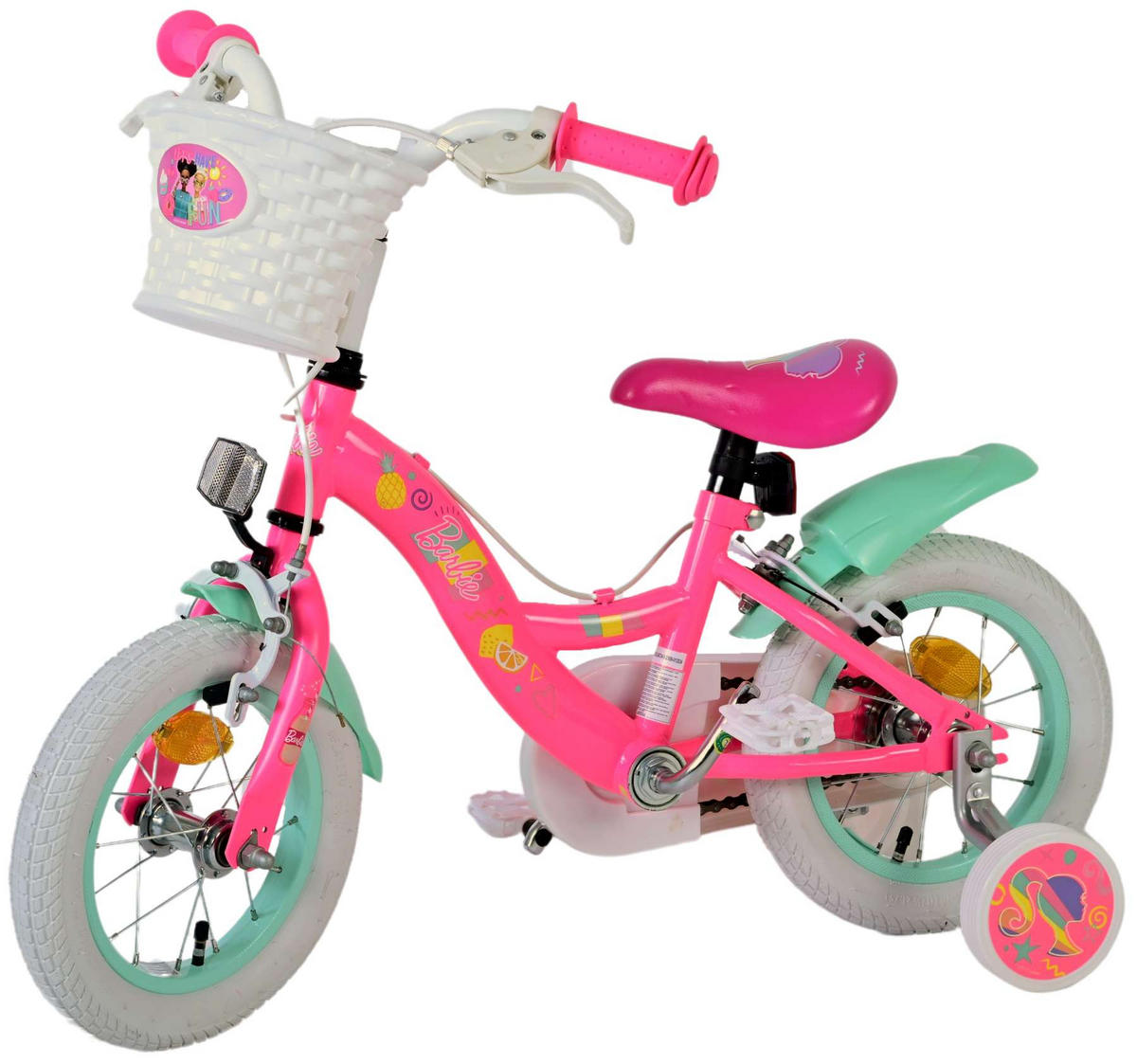 KINDERFAHRRAD Barbie - Mädchen - 12 Zoll - 2 Handbremsen - Rosa - Rosa, Metall (48cm) - TPFSports