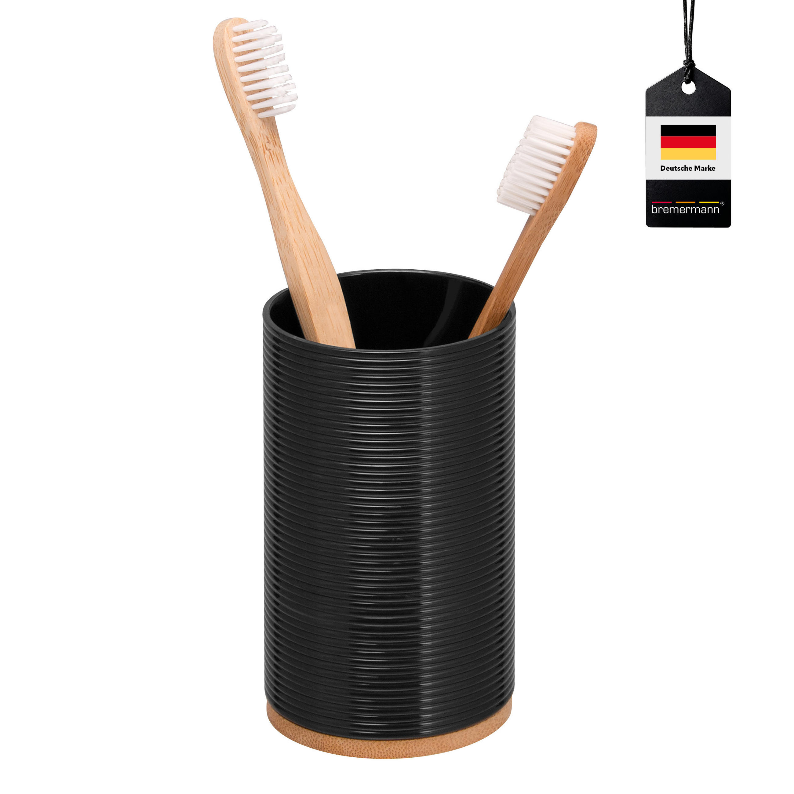 ZAHNPUTZBECHER SEGNO, schwarz - Schwarz, Kunststoff (6.5/11.3/6.5cm) - bremermann