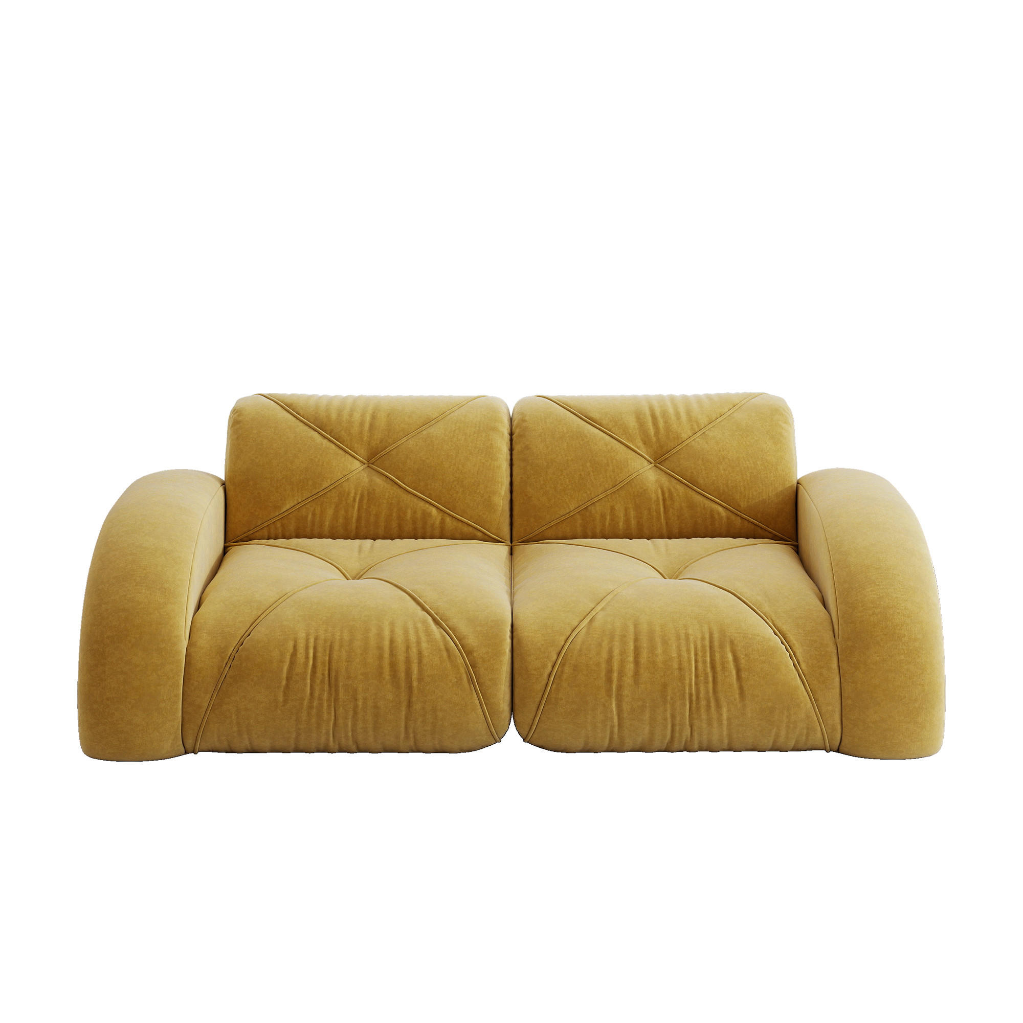 2-SITZER SOFA chenille modular & montagefrei - Gelb, Textil (204/76/95cm) - Urban Meuble