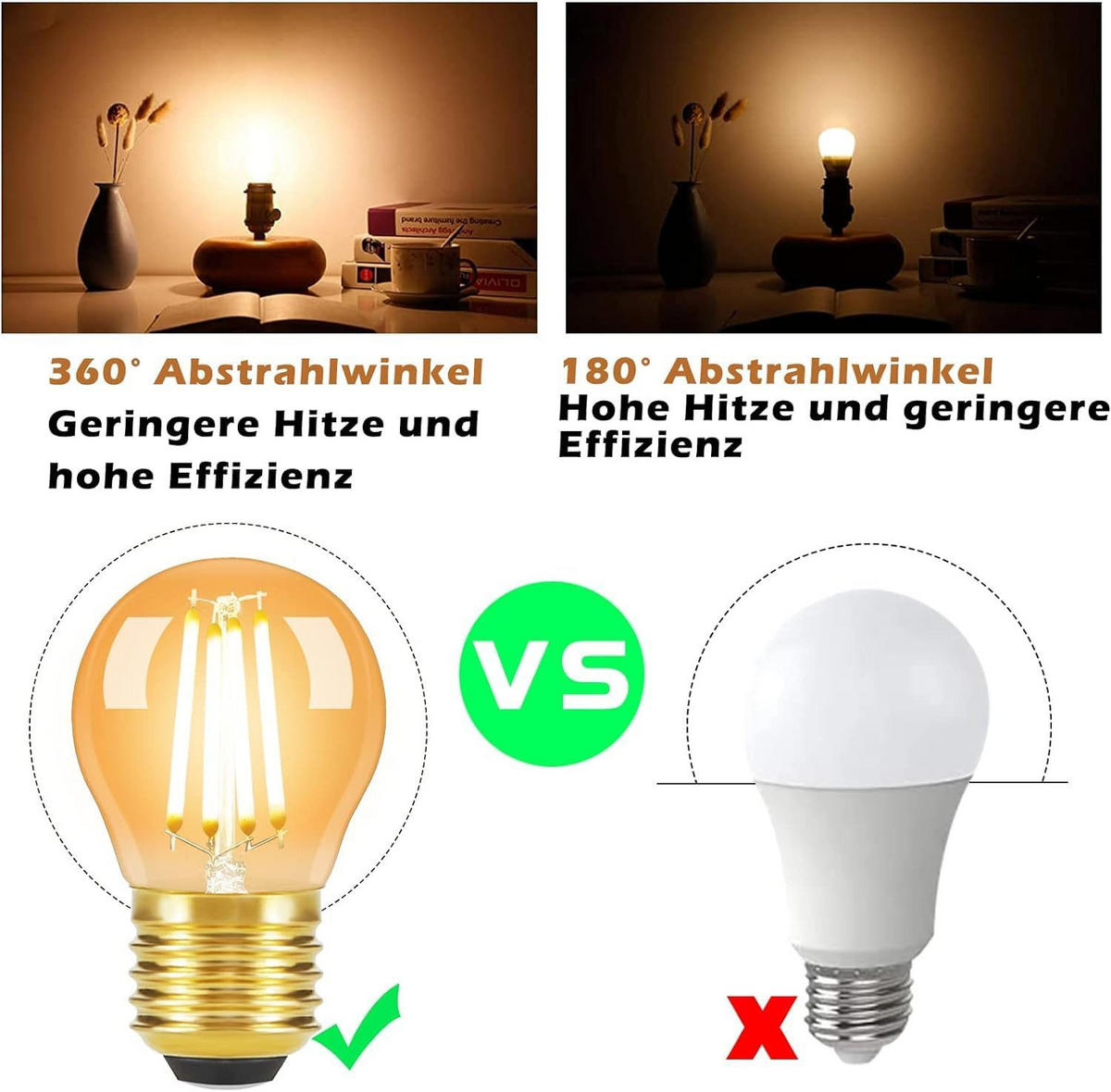 LED žárovky E27 4W (sada 6 ks) - průhledná, sklo (4.5/7.6cm) - Nettlife