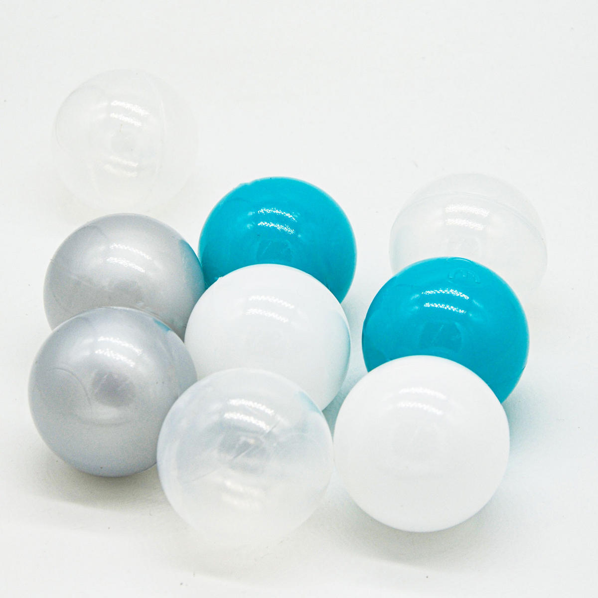 BÄLLEBAD-BÄLLE 200 Stück, Türkis/Grau/Weiß/Transparent, 5.5 cm - Türkis, Kunststoff (5.5/5.5/5.5cm) - Littletom