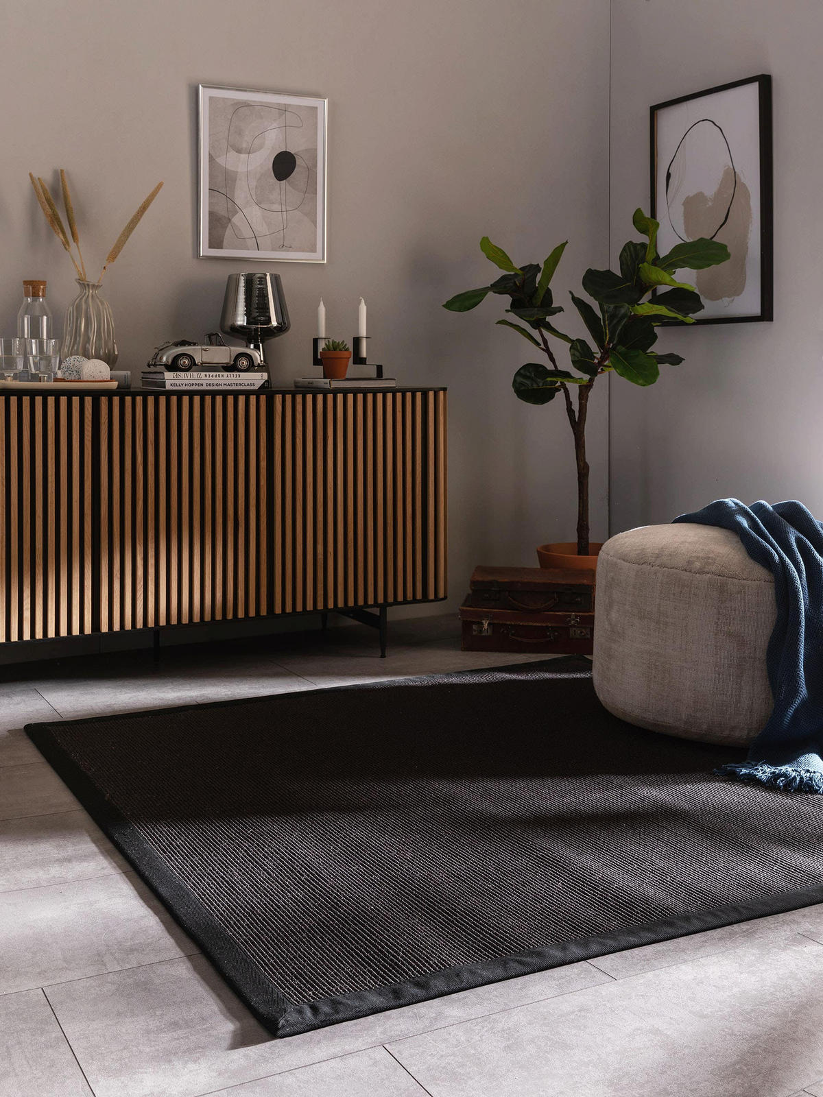 SISALTEPPICH Sana Schwarz 150x150 cm - Schwarz, Textil (150/150cm) - benuta Nest
