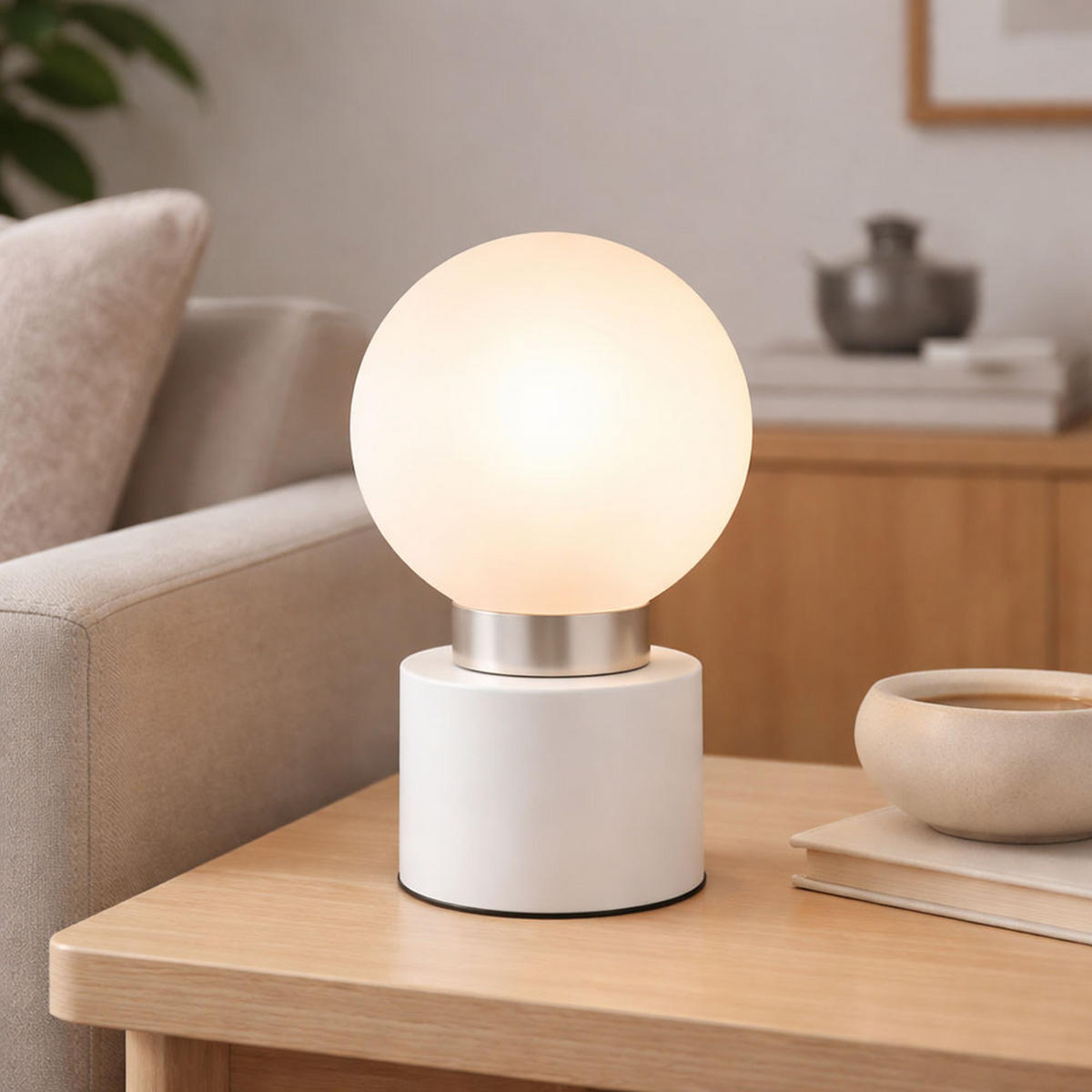 TISCHLEUCHTE Metall Weiß 2er Set - Weiß, Glas (15/15/24.5cm) - Globo Lighting