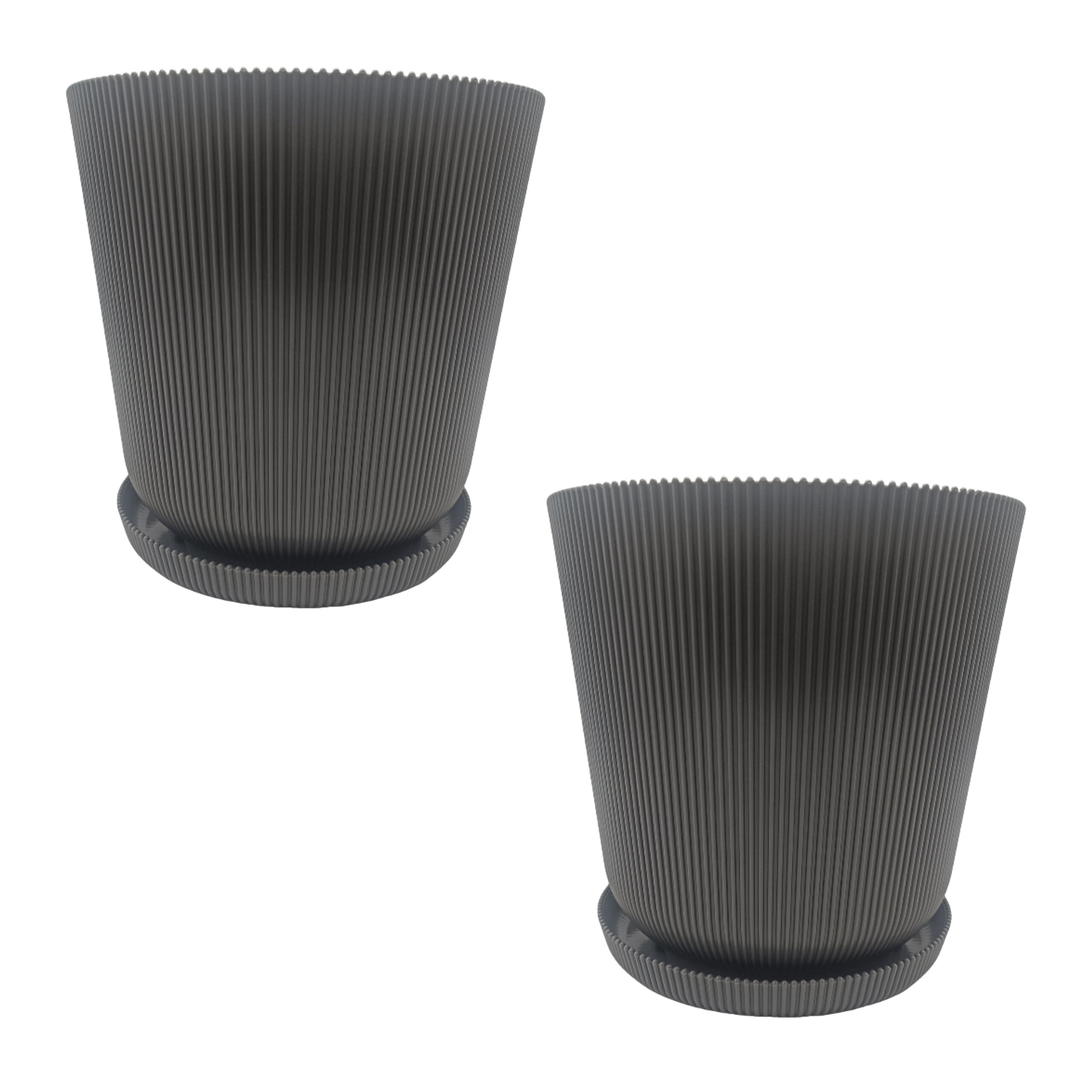 2XBLUMENTOPF - Anthrazit, Kunststoff (20cm) - Relaxdays