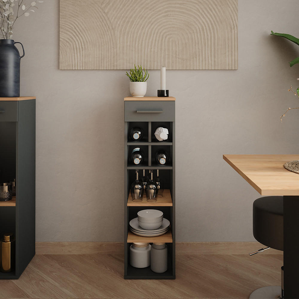 WEINREGAL Repose Goldkraft Eiche/Anthrazit 30 x 106 cm - Honigeiche/Anthrazit, Holzwerkstoff (30/106/34.5cm) - Vicco