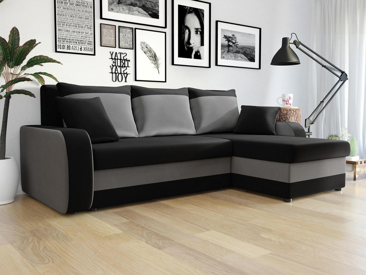 ECKSOFA Kris Lux - Schwarz, Holz/Kunststoff (238/147cm) - MIRJAN24
