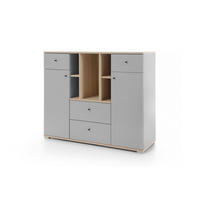 KINDERKOMMODE OLAF 04 120/40/100 in Platin Grau / Biskuit Eiche - Eichefarben/Grau, Holzwerkstoff (120/100/40cm) - Deine Möbel 24