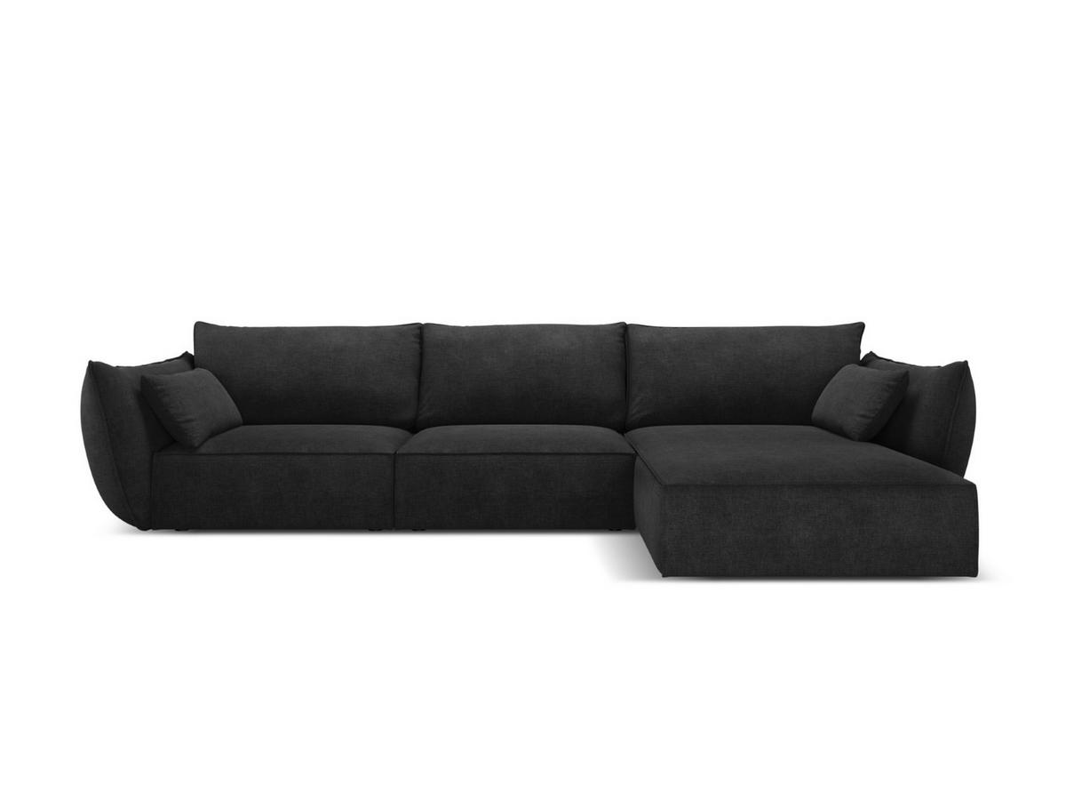 ECKSOFA rechts Kaelle aus Chenille-Stoff schwarz 4 Sitzplätze - Schwarz, Textil (171/308cm) - Micadoni