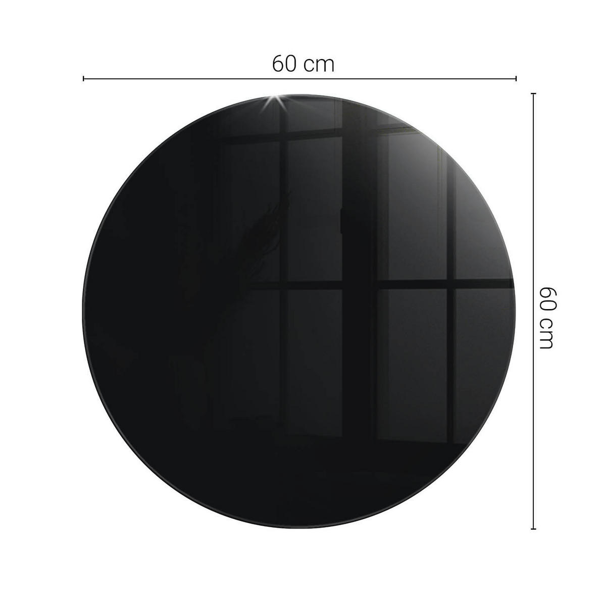 TISCHPLATTE Ø60 cm Glatte Schwarze Oberfläche Rund - Schwarz Hochglanz/Robinienfarben, Glas (60/60/0.4cm) - TULUP