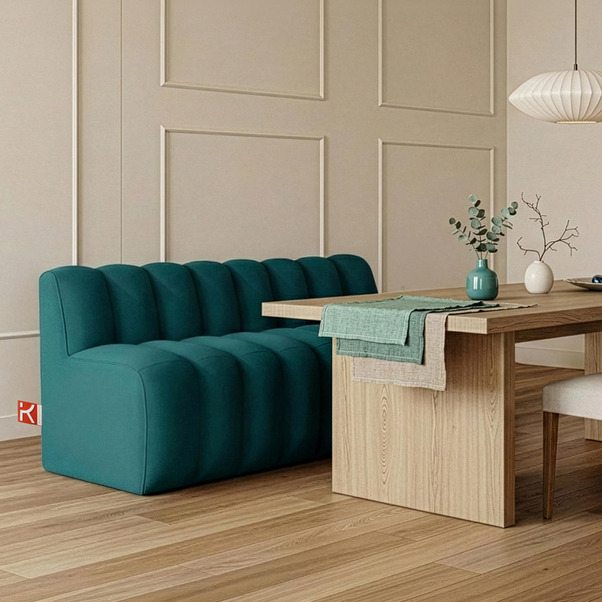 ESSZIMMERBANK CORDA, Meeresblau - Türkis, Holz/Holzwerkstoff (163/78/71cm) - KONSIMO®