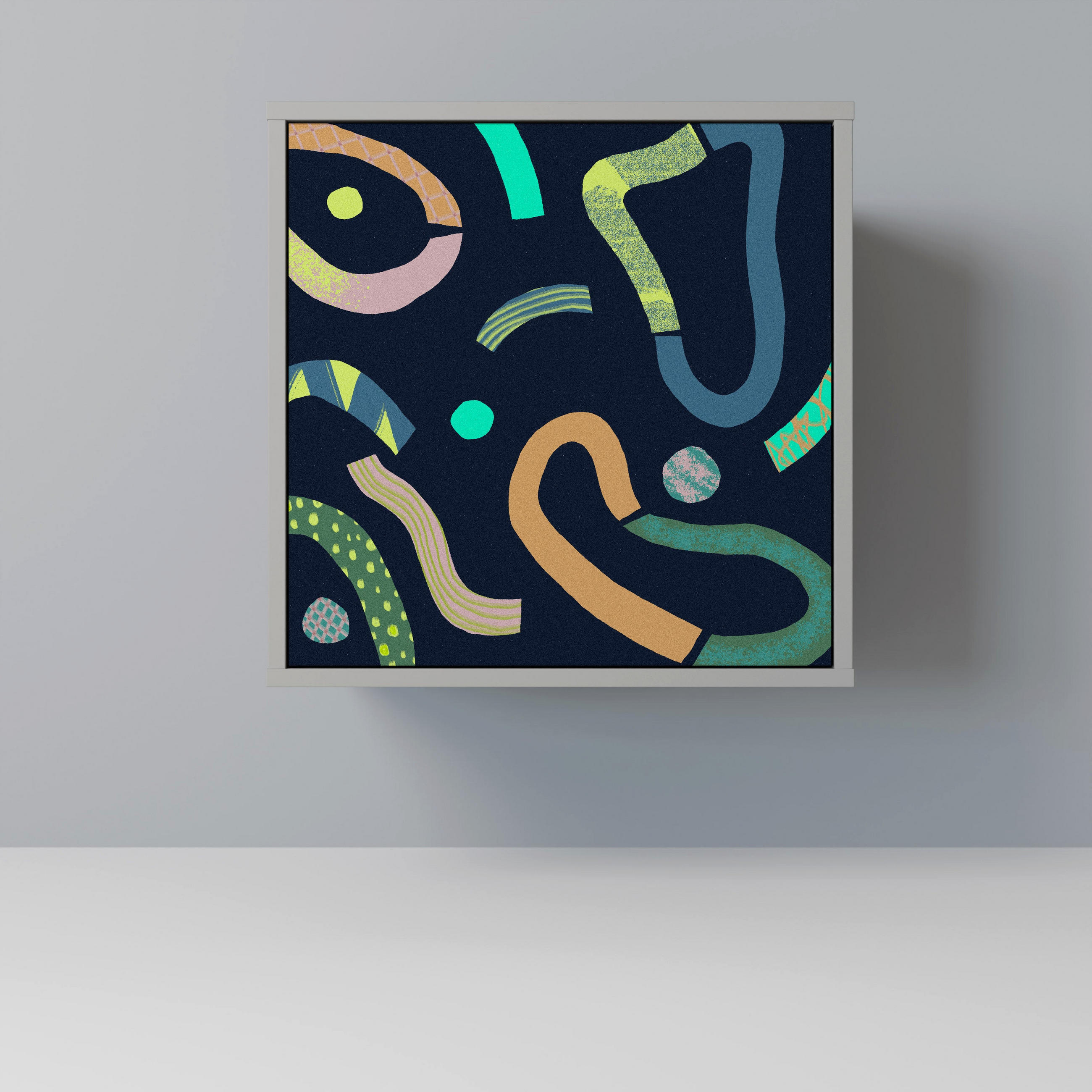 SIDEBOARD CONTRAST DANCE, Grau, 57,5x42x57,5 cm, Ohne Füße - Multicolor/Grau, Holzwerkstoff (57.5/57.5/42cm) - SpaceRebels