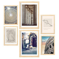 POSTER Set Mit 6 Vintage Rom A3 & A4 Rahmen Aus Hellem Holz - Beige, Papier (29/3cm) - Nacnic
